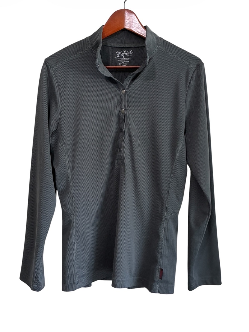 Woolrich Women's Charcoal Gray Snap Mock Neck Pullover Top Size Medium